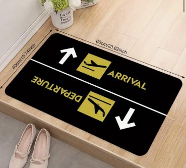 Doormat Airplane Arrival and Departure Yellow/Black